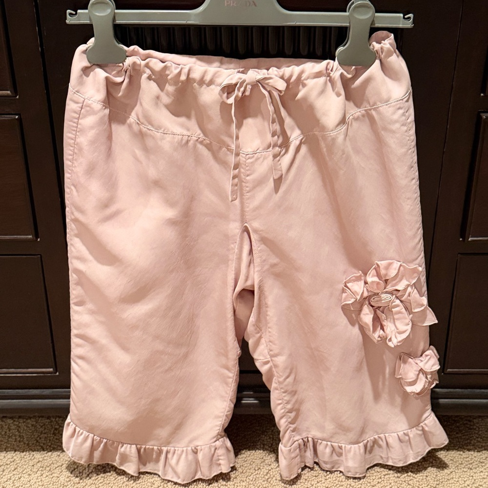 Prada Pink Ruffled Capri Pants